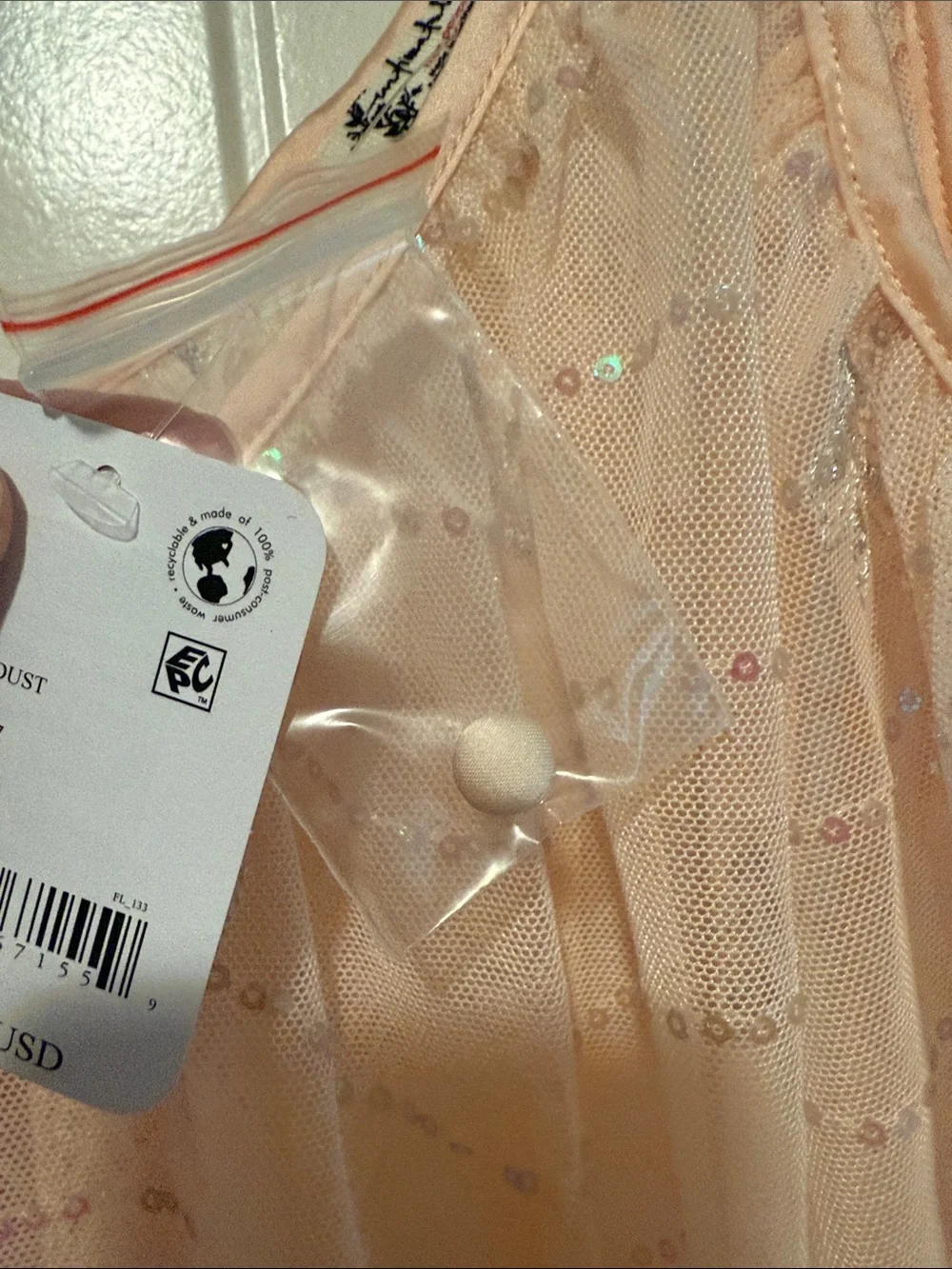 Intimately Free People Star of the Show Sequin Mesh Dress Peach Dust